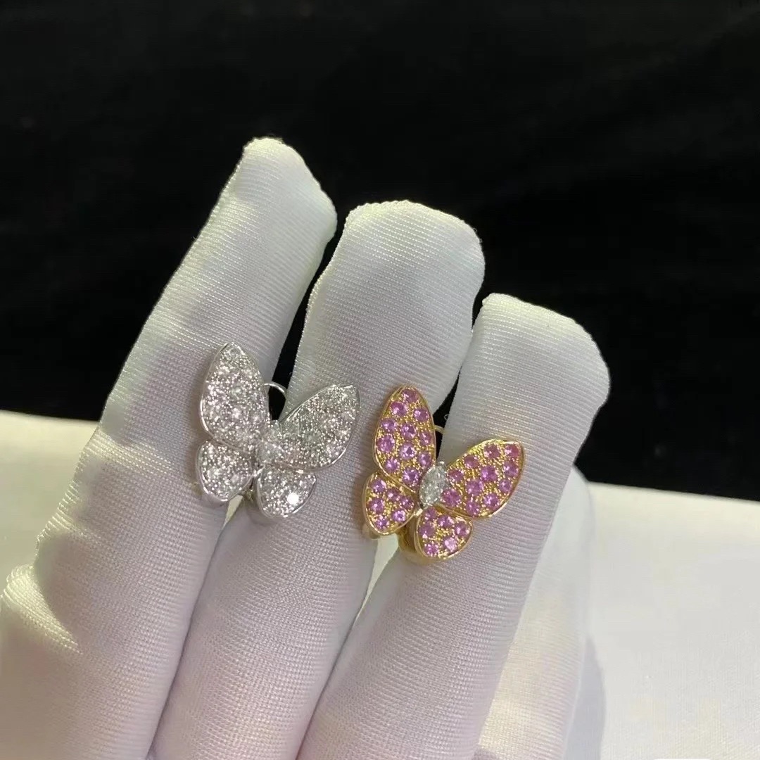 VCA Asymmetrical Diamond Butterfly Earrings - Image 3