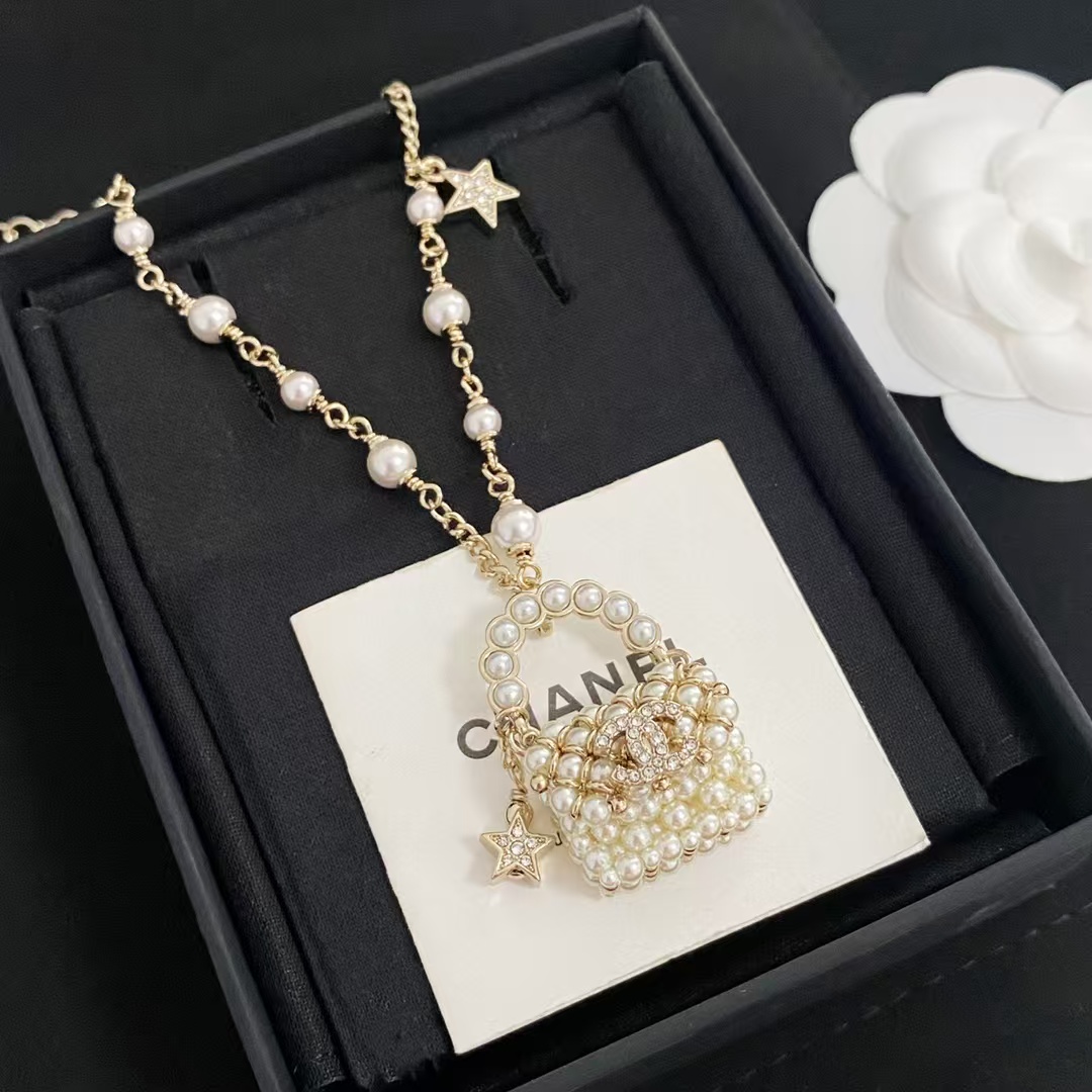 Chanel Pearl Bag Pendant Necklace