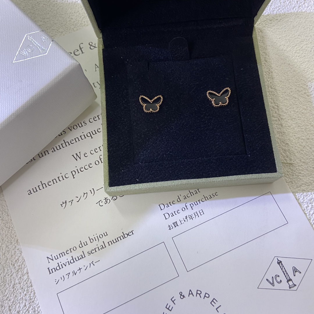 VCA Mini Black Butterfly Stud Earrings - Image 2