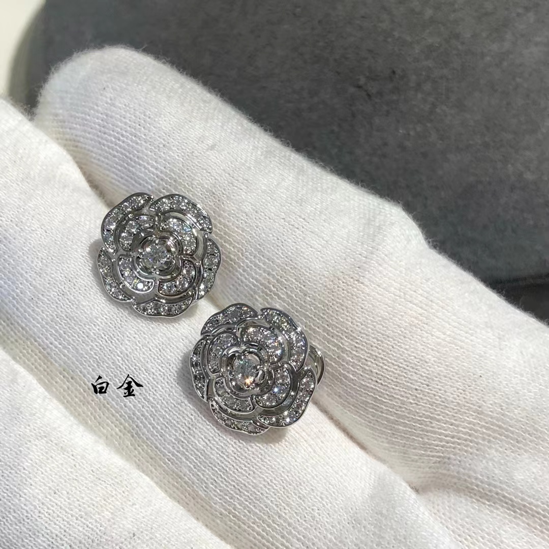 Chanel Diamond Camellia Stud Earrings - Image 5