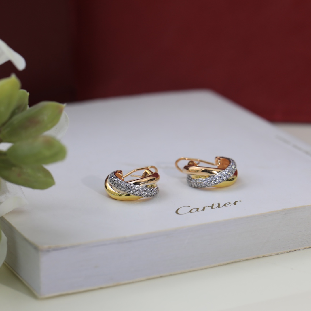 Cartier Mixed 3 Metal Color Trinity Earrings - Image 4