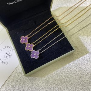 VCA Diamond Purple Vintage Alhambra Pendant Necklace