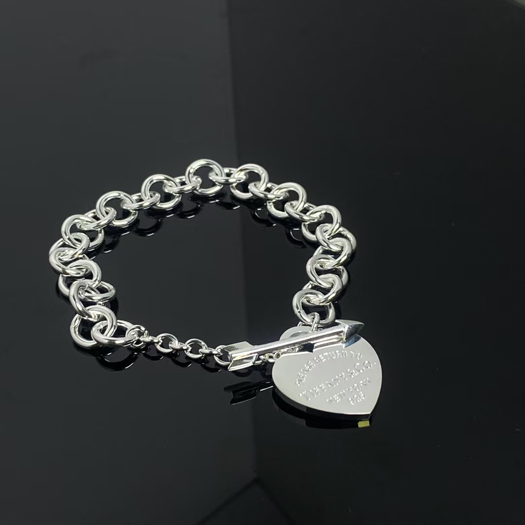 Tiffany Arrow Lovestruck Heart Tag Charm Chain Bracelet - Image 3