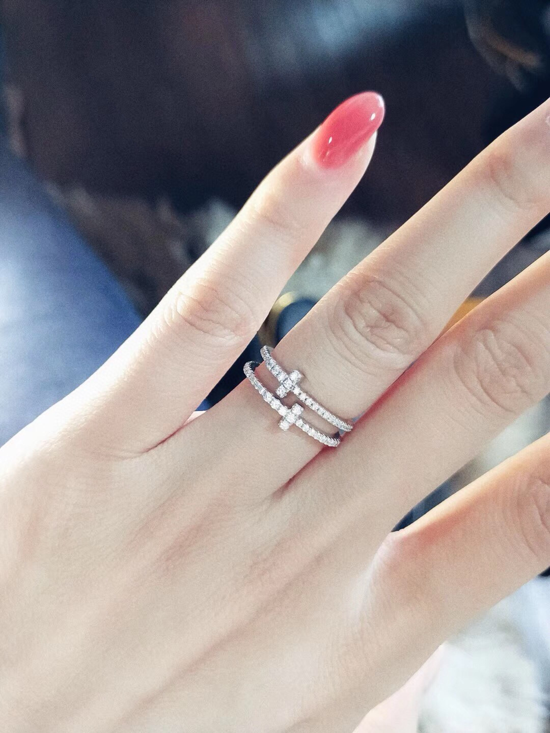Tiffany Full Diamond Paved T Ring - Image 5