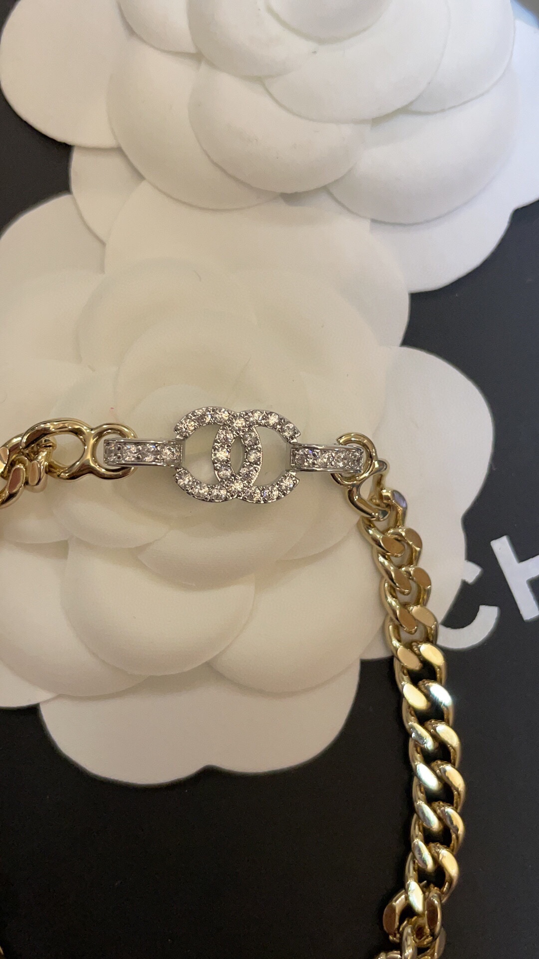 Chanel Mixed Color Cuban Chain Bracelet Earrings Choker Necklace - Image 8