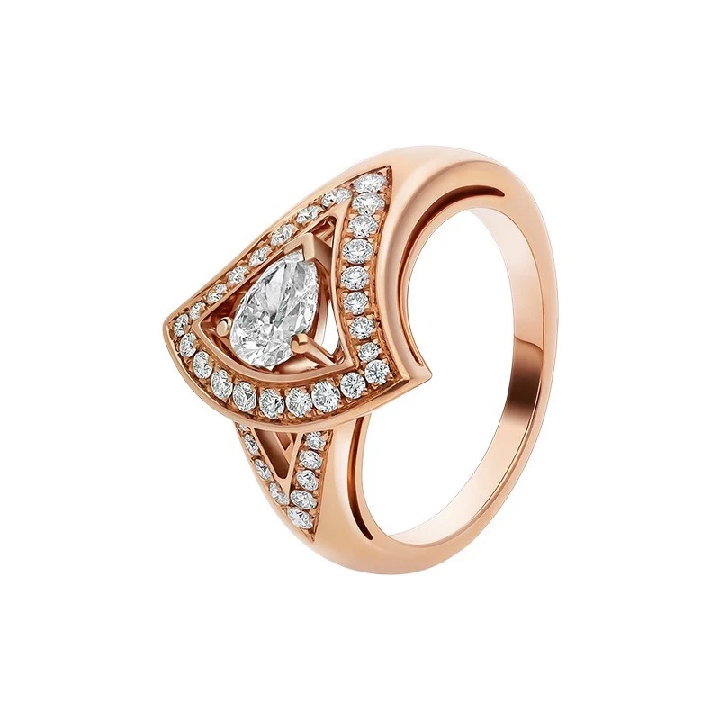 Bvlgari Rose Gold White Teardrop Diamond Ring - Image 2