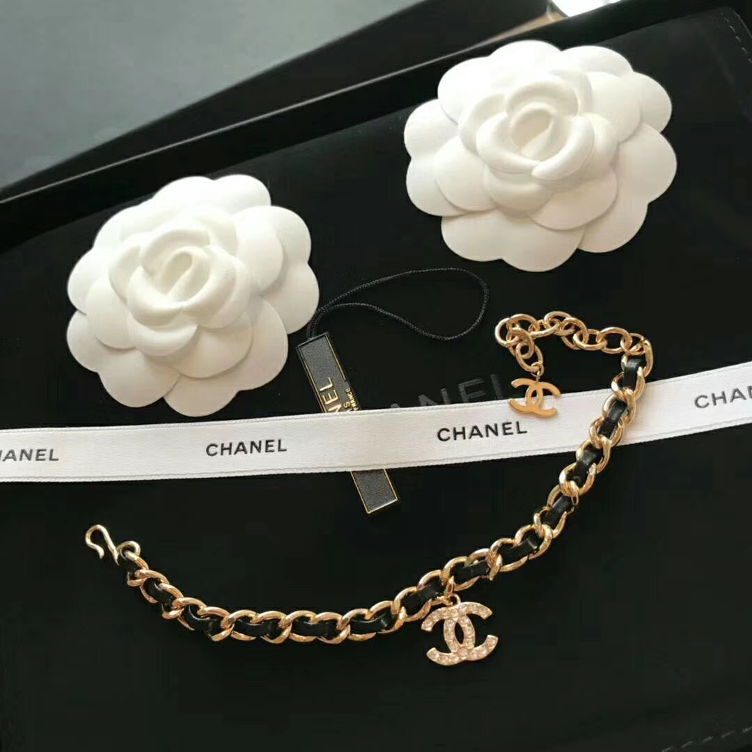 Chanel Leather Woven O Chain Bracelet Choker Necklace - Image 9