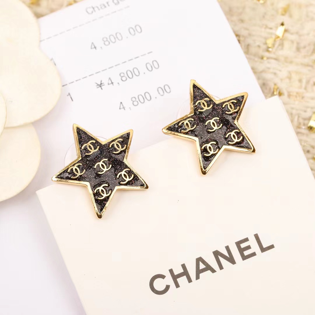 Chanel Black Star Earrings - Image 4