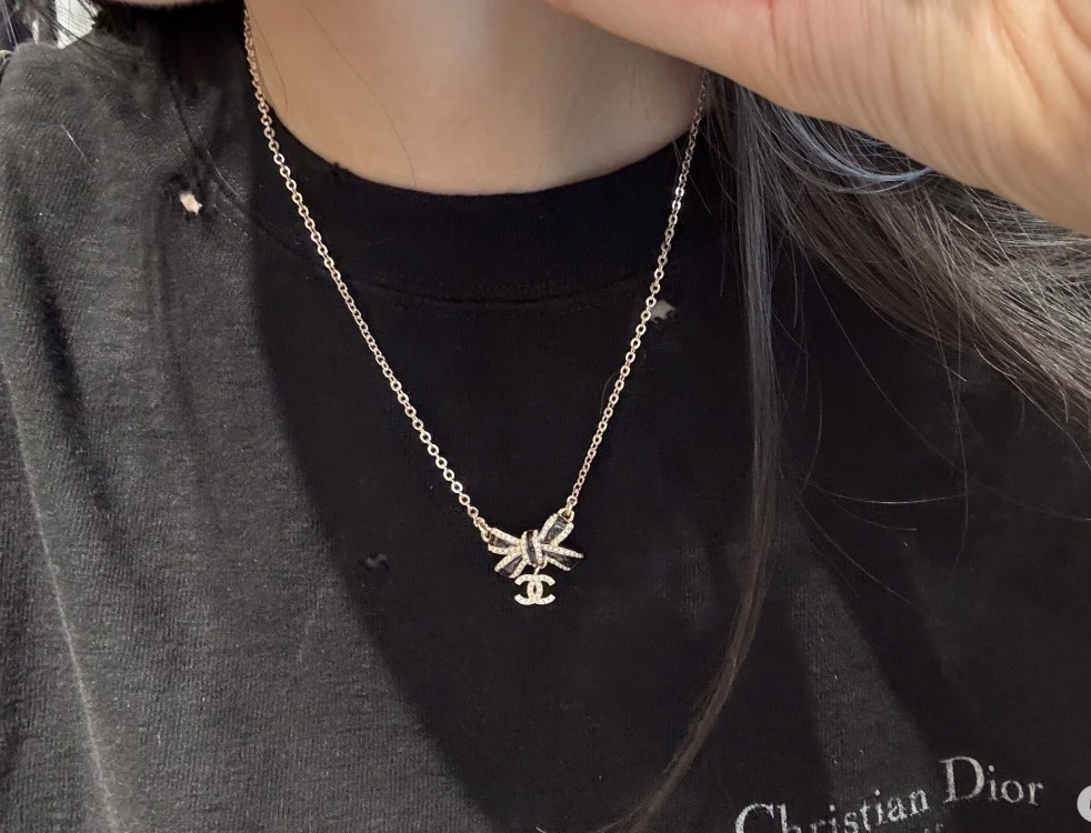 Chanel Black Bow CC Pendant Necklace and Bracelet - Image 17