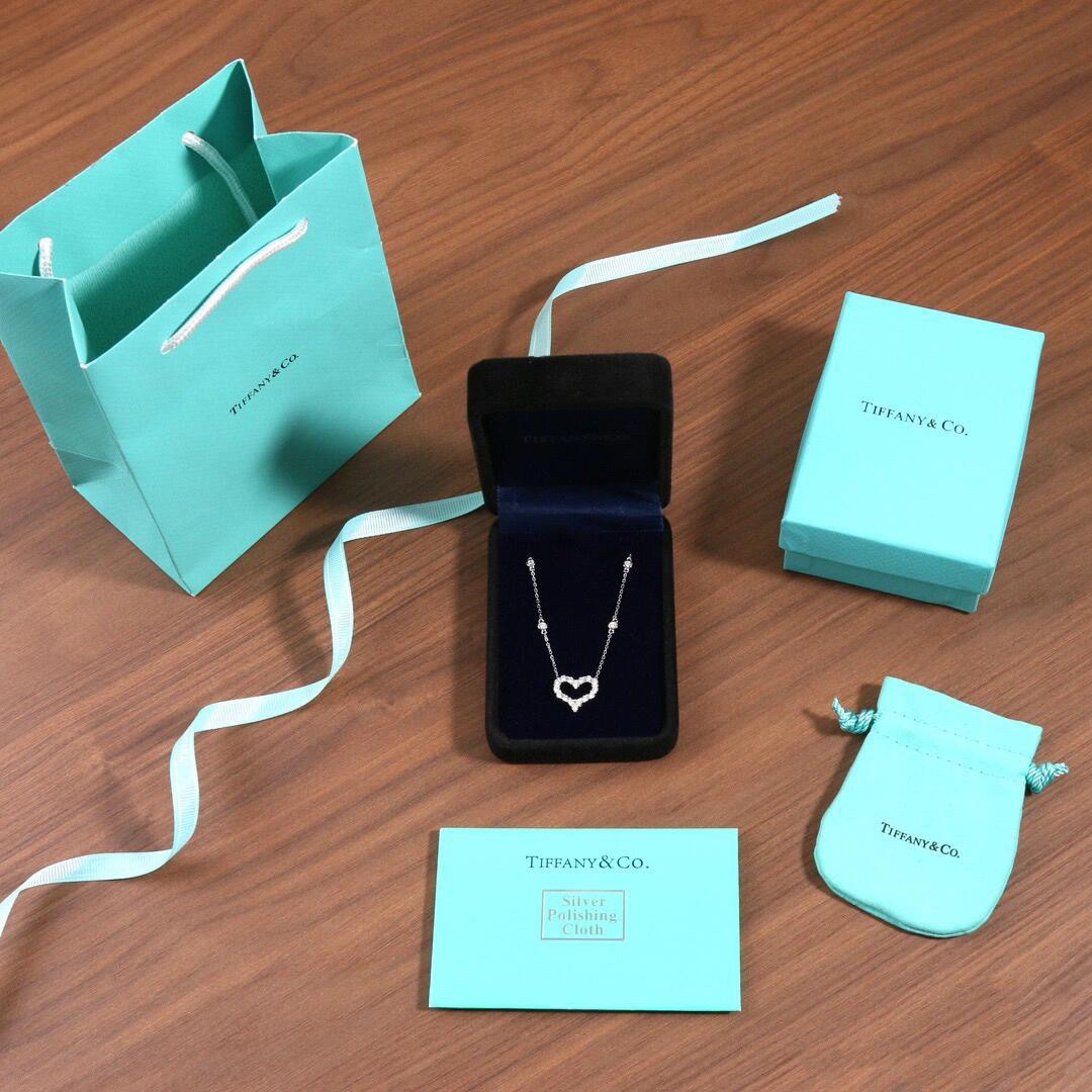 Tiffany Diamond Paved Love Heart Pendant Necklace in White Gold Color - Image 4