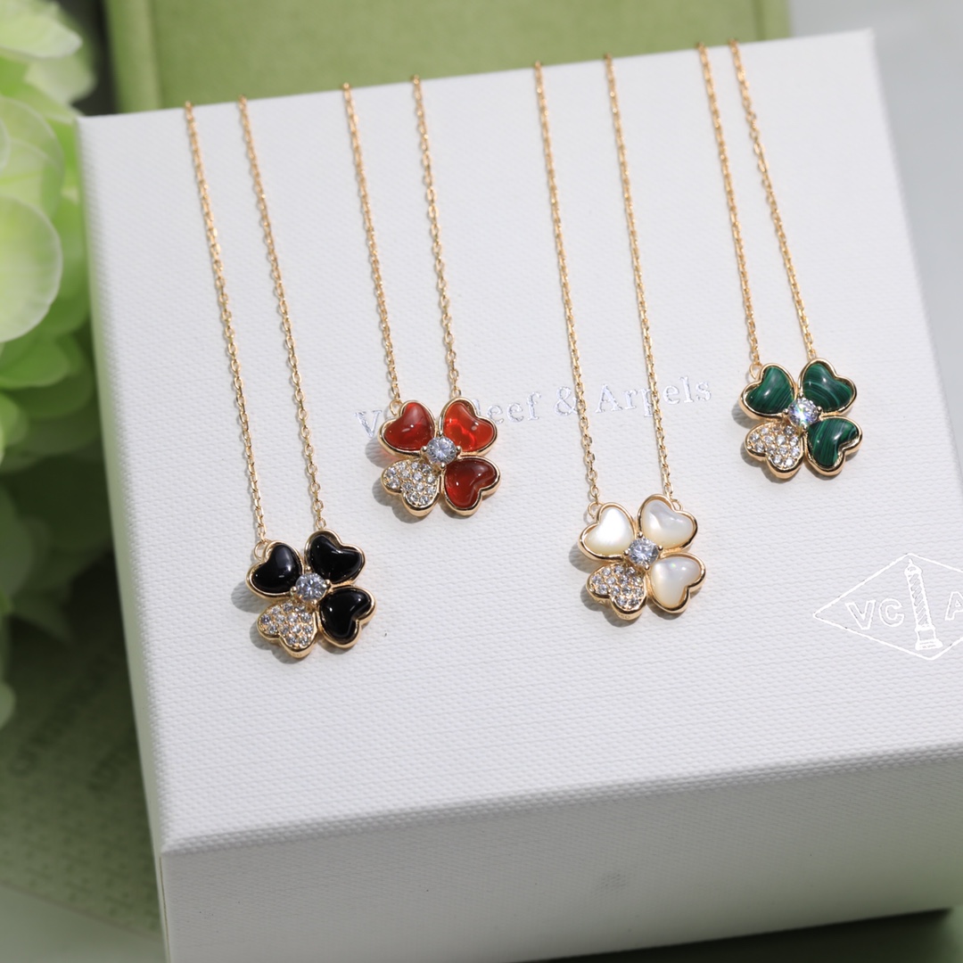 VCA Love Heart Clover Earrings Necklace