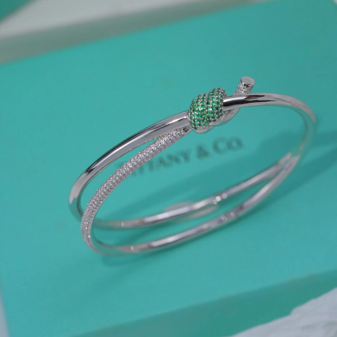 Tiffany Green Diamond Knot Bangle Bracelet