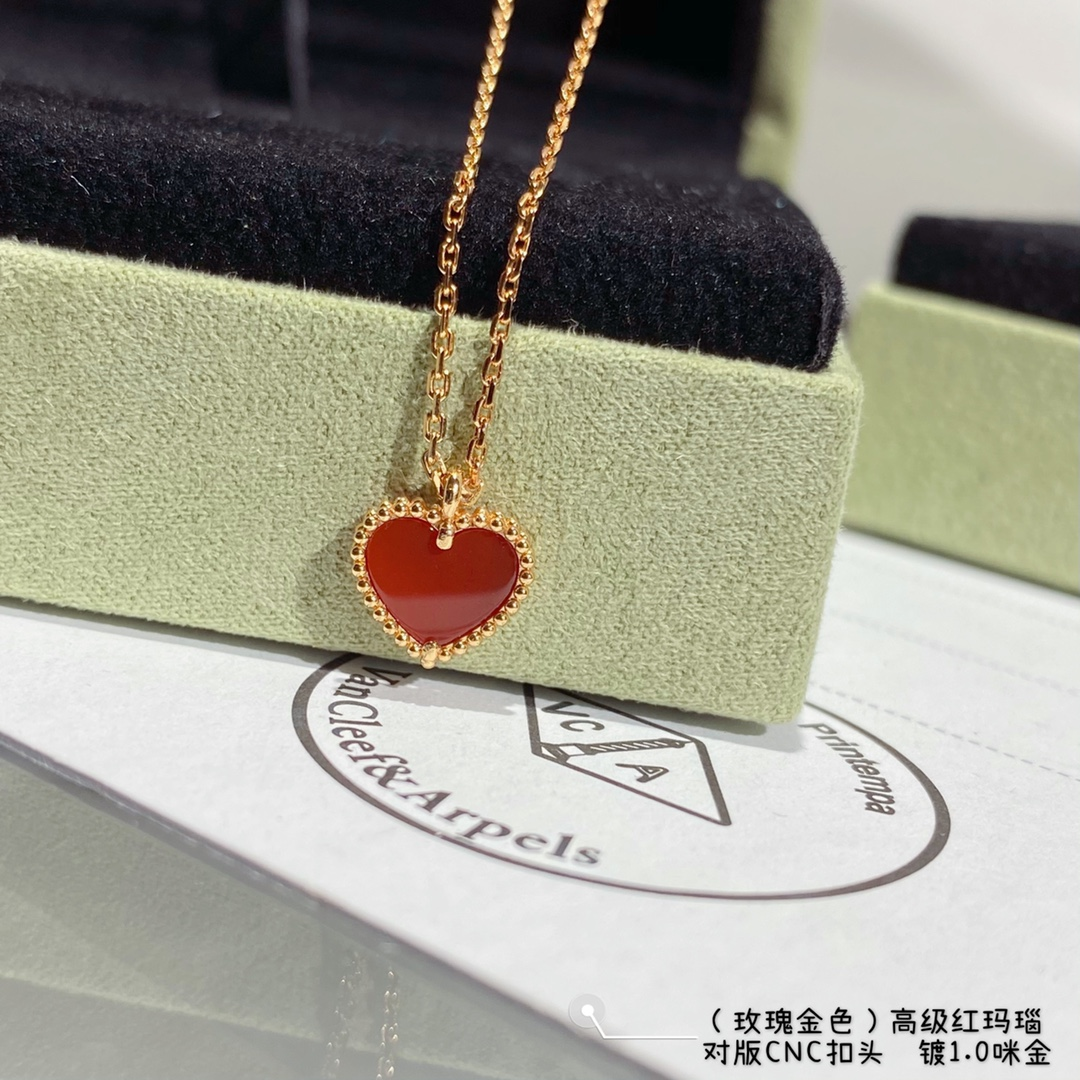 VCA Yellow Gold Red Sweet Heart Earrings Bracelet Necklace - Image 3