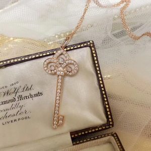 Tiffany Full Diamond Crown Key Pendant Necklace