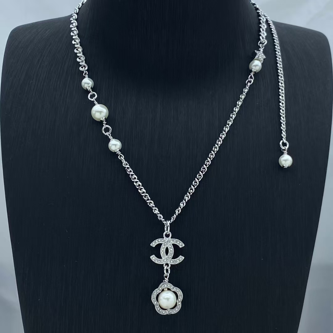 Chanel Flower Drop Pendant Long Necklace