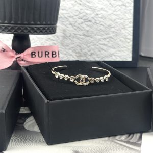 Chanel Rhinestone Open Cuff Bangle Bracelet
