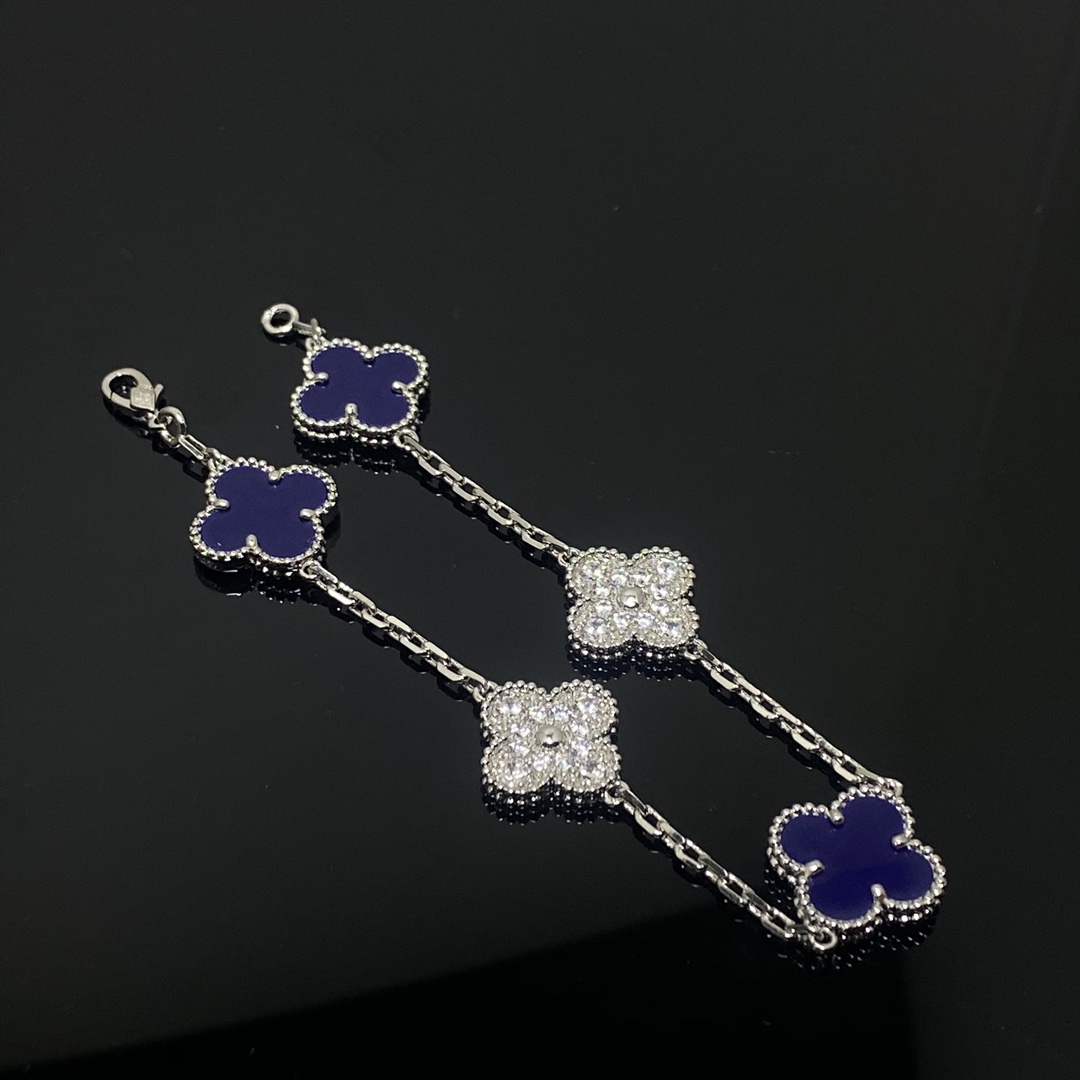 VCA Lapis Lazuli Vintage Alhambra Bracelet, 5 Motifs - Image 4