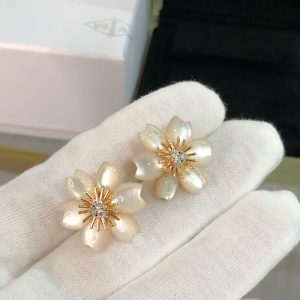 VCA Rose de Noël Christmas Earrings