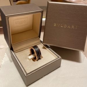 Bvlgari Rose Gold Frosted Black Ceramic B.zero1 Ring