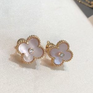 VCA Pink Mother of Pearl Clover Stud Earrings