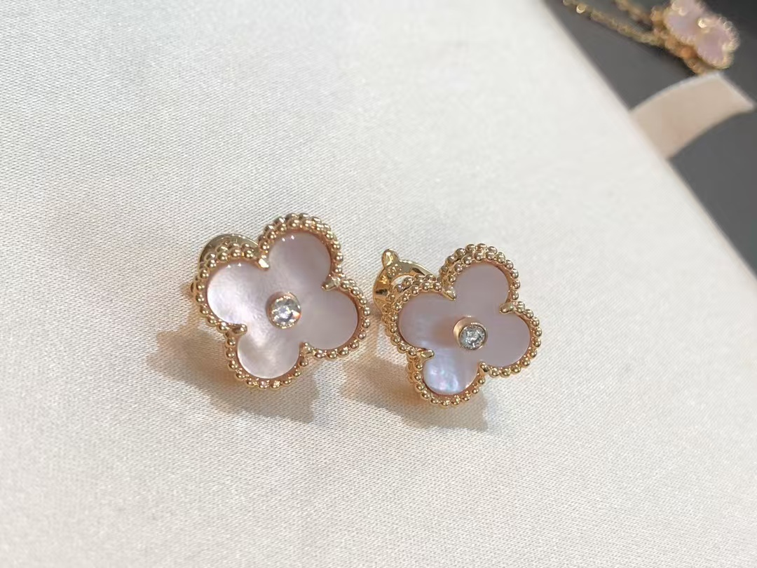 VCA Pink Mother of Pearl Clover Stud Earrings