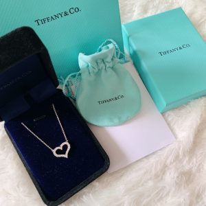Tiffany Medium Full Diamond Love Heart Pendant Necklace