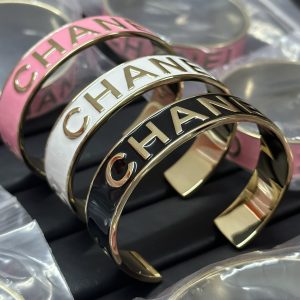 Chanel Embossed Monogram Open Cuff Bangle Bracelet