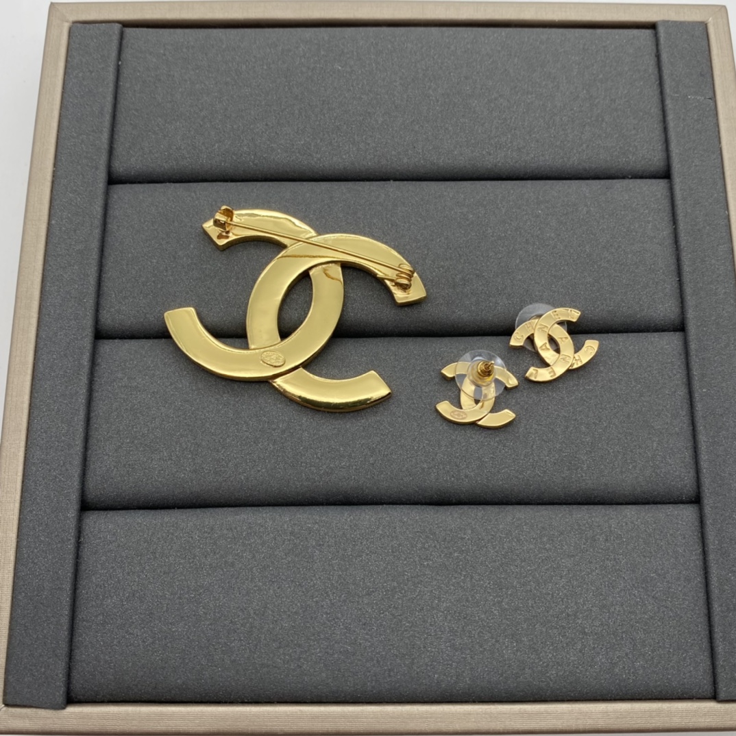 Chanel Debossed Monogram Brooch Earrings - Image 6
