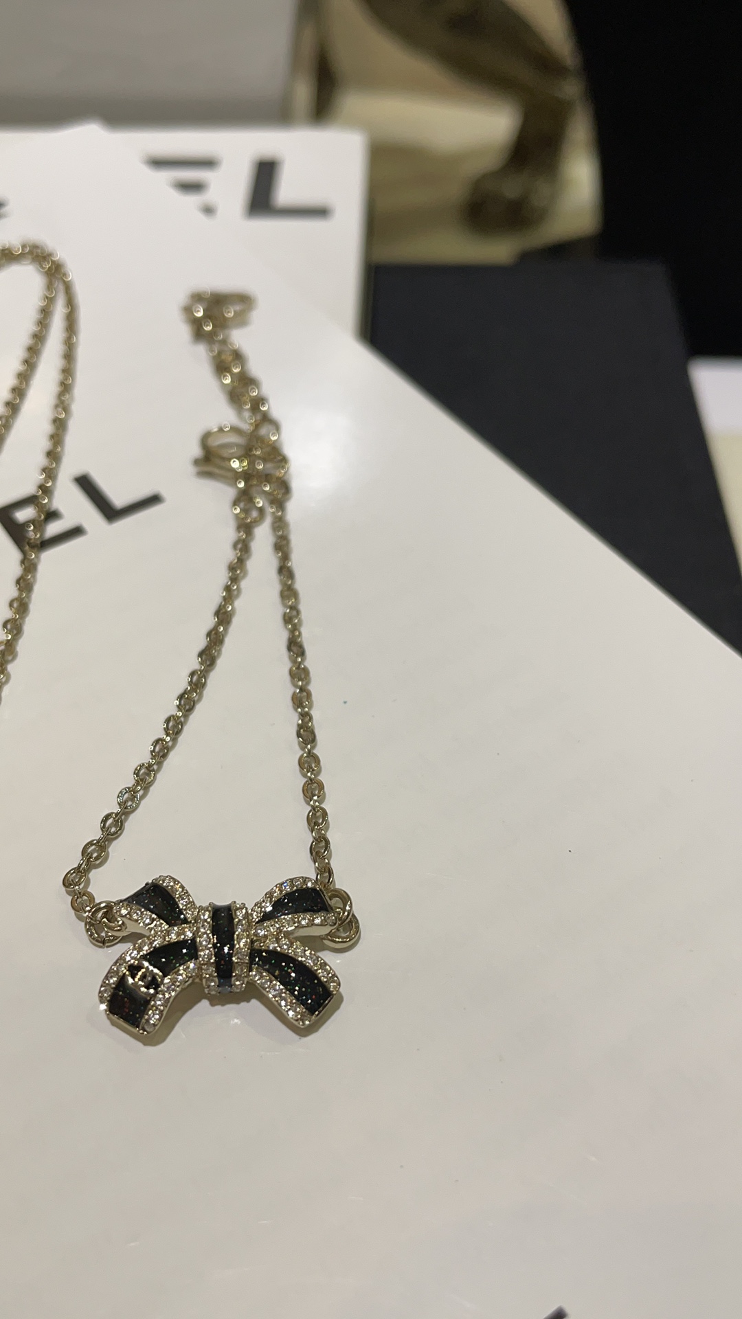 Chanel Black Bow CC Pendant Necklace and Bracelet - Image 2