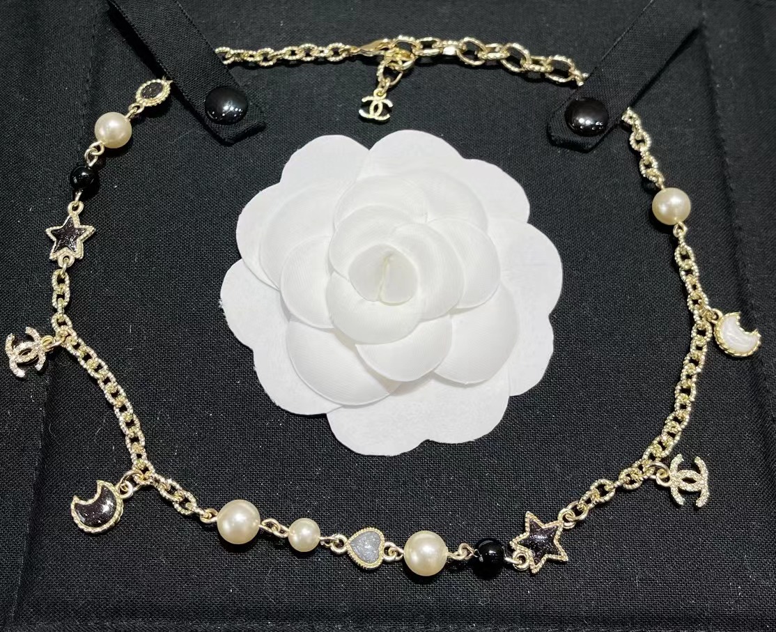 Chanel Moon Star Pearl Charms Necklace - Image 3