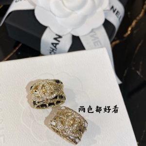 Chanel Wide Hollow Leather Wrap Vintage Ring