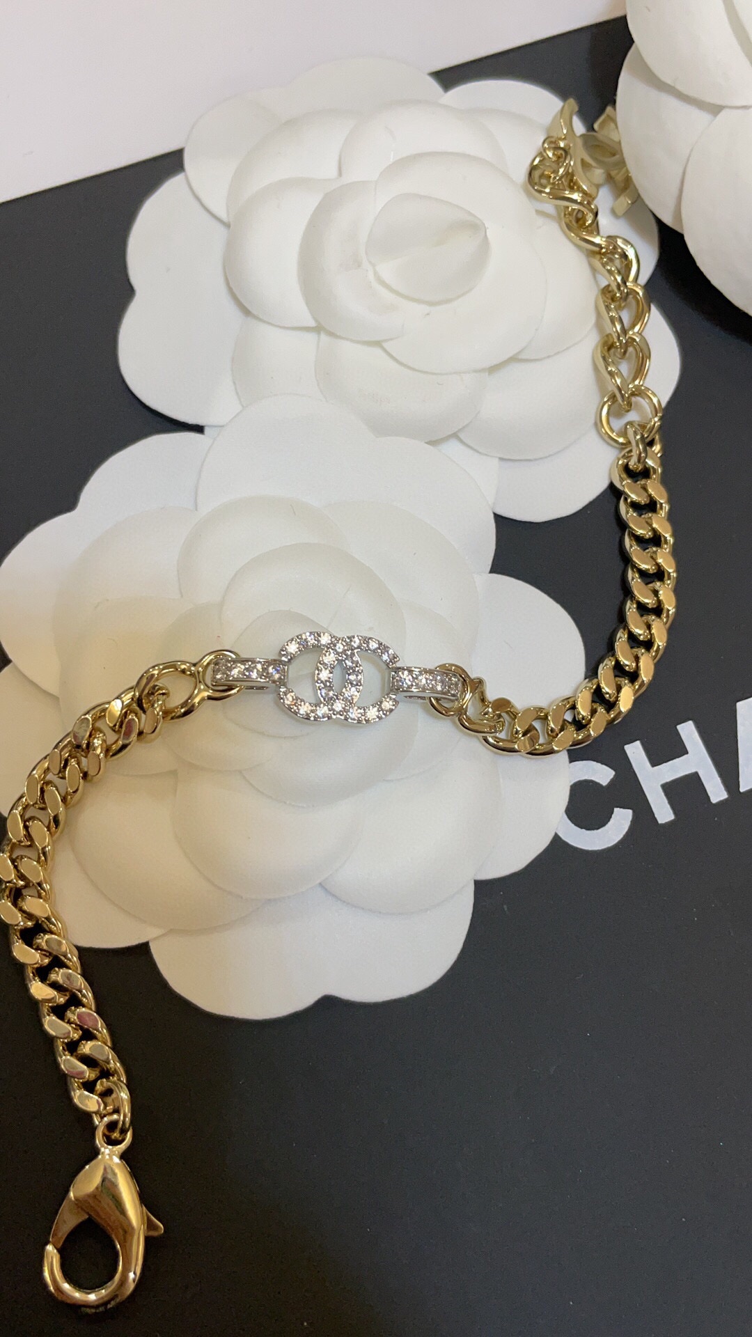 Chanel Mixed Color Cuban Chain Bracelet Earrings Choker Necklace - Image 5