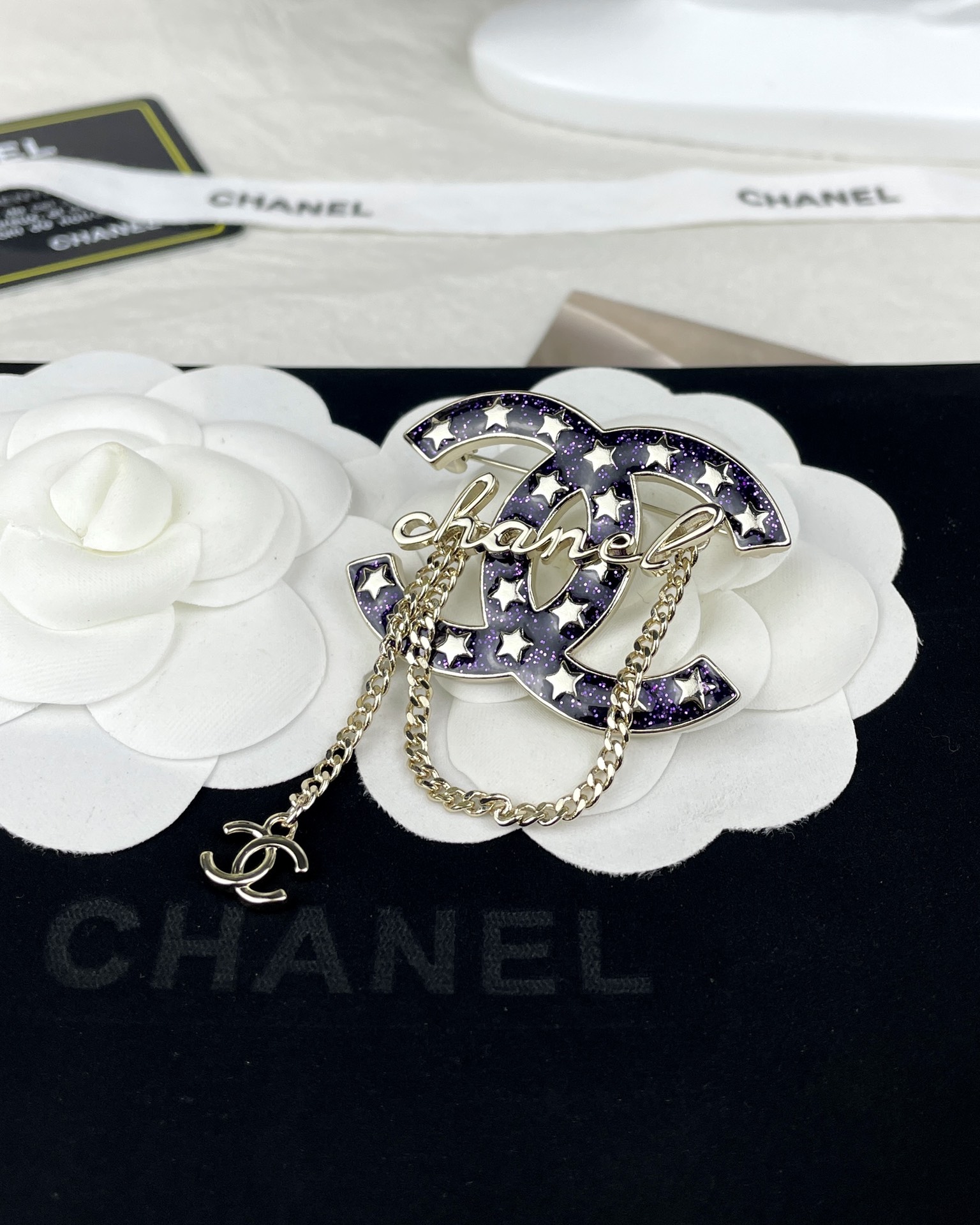 Chanel Star Enamel Coco Brooch Earrings - Image 8