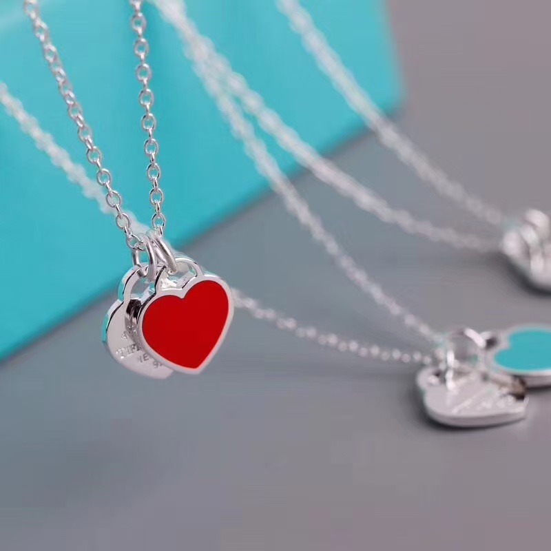 Tiffany Double Heart Tag Pendant Necklace - Image 3