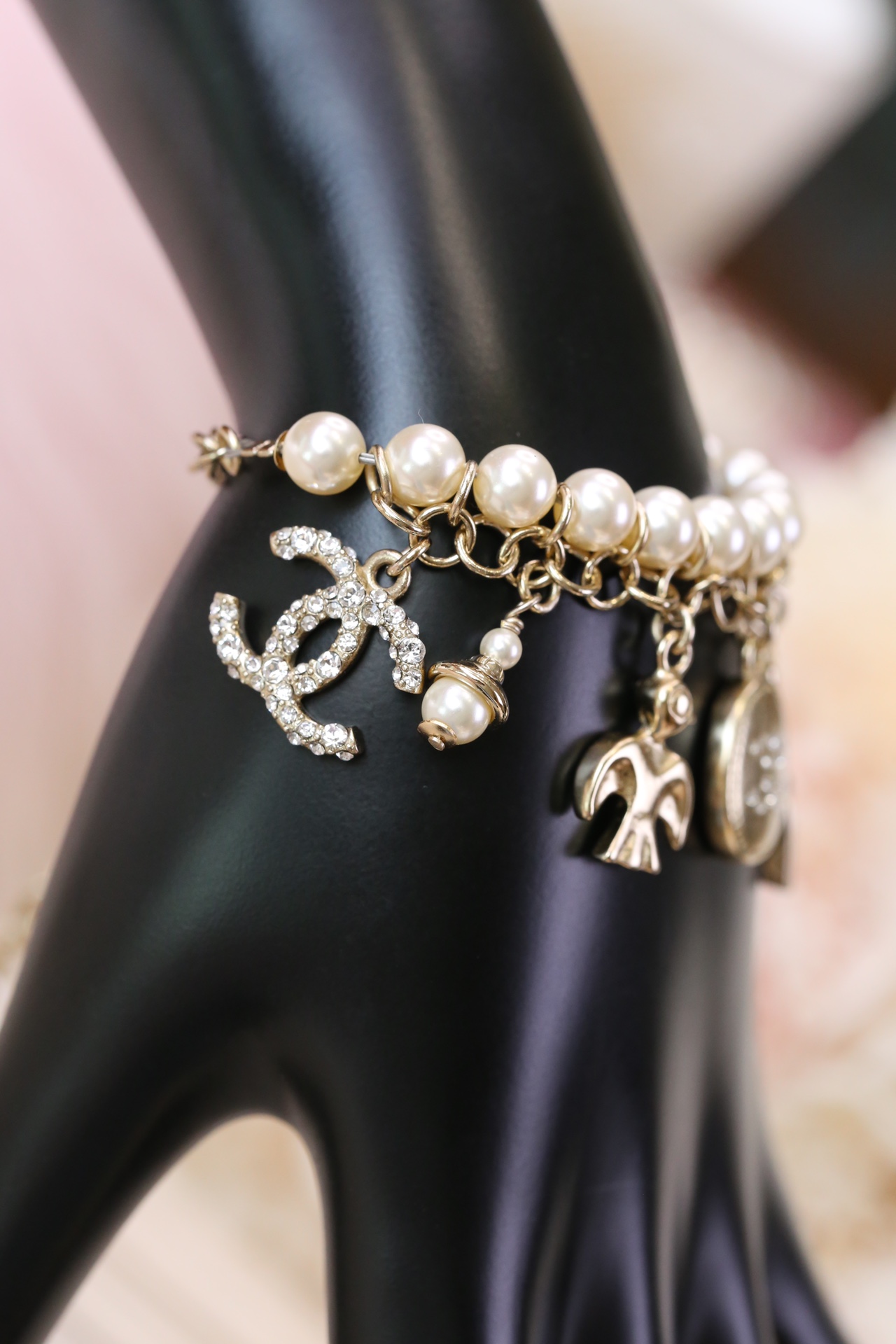 Chanel Bird CC Charms Chain Pearl Tassel Bracelet - Image 2