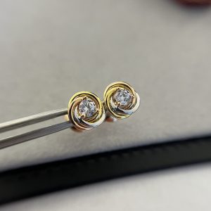 Cartier Trinity Stud Earrings, 2 Diamonds