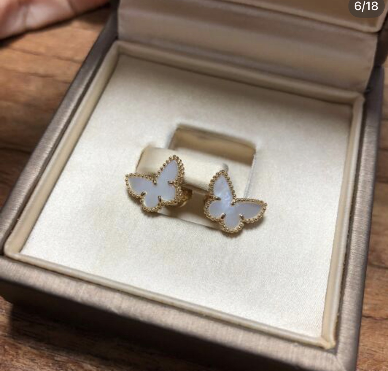 VCA Mini White Butterfly Stud Earrings - Image 7