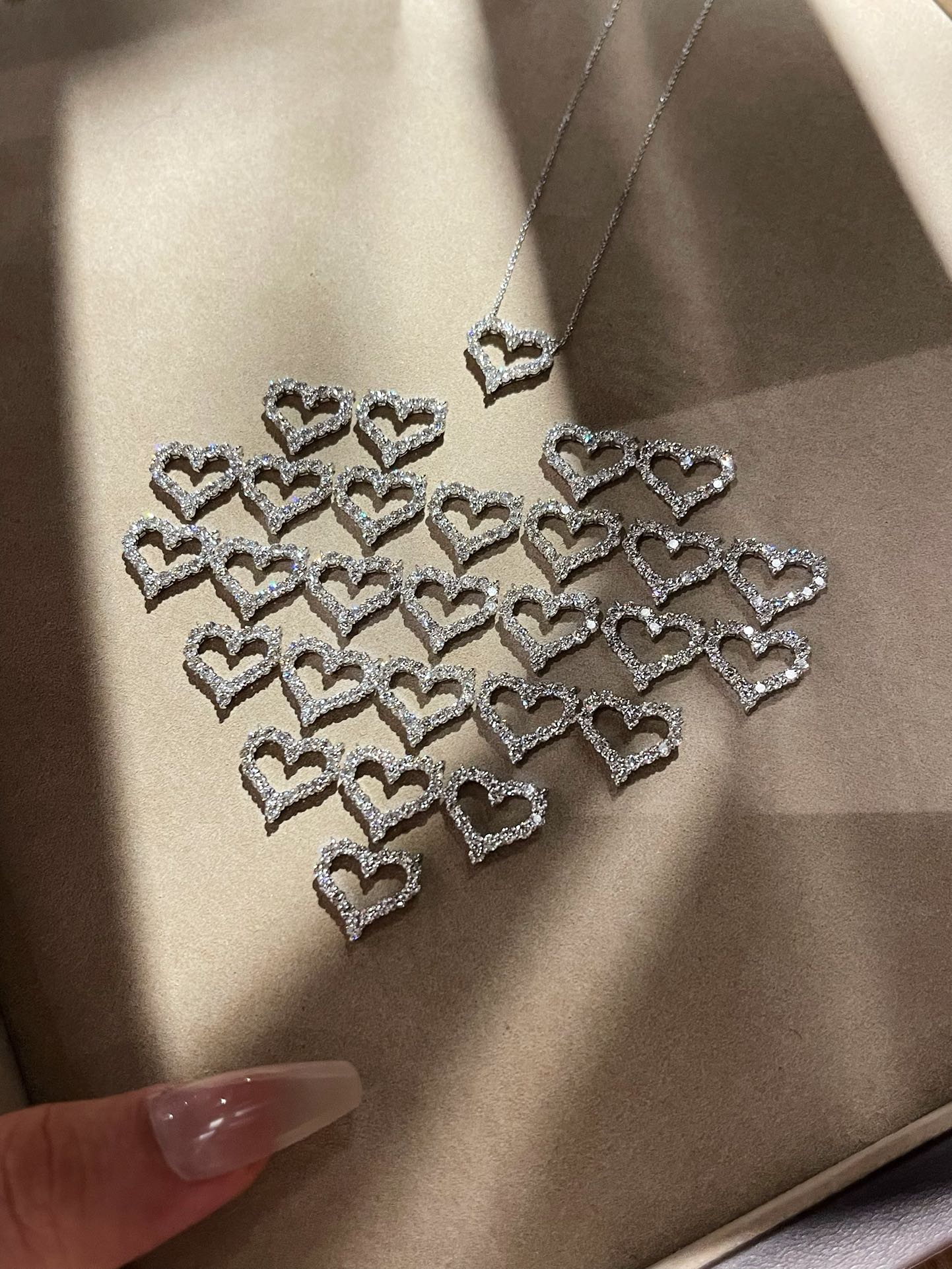 Tiffany Mini Full Diamond Love Heart Pendant Necklace - Image 2