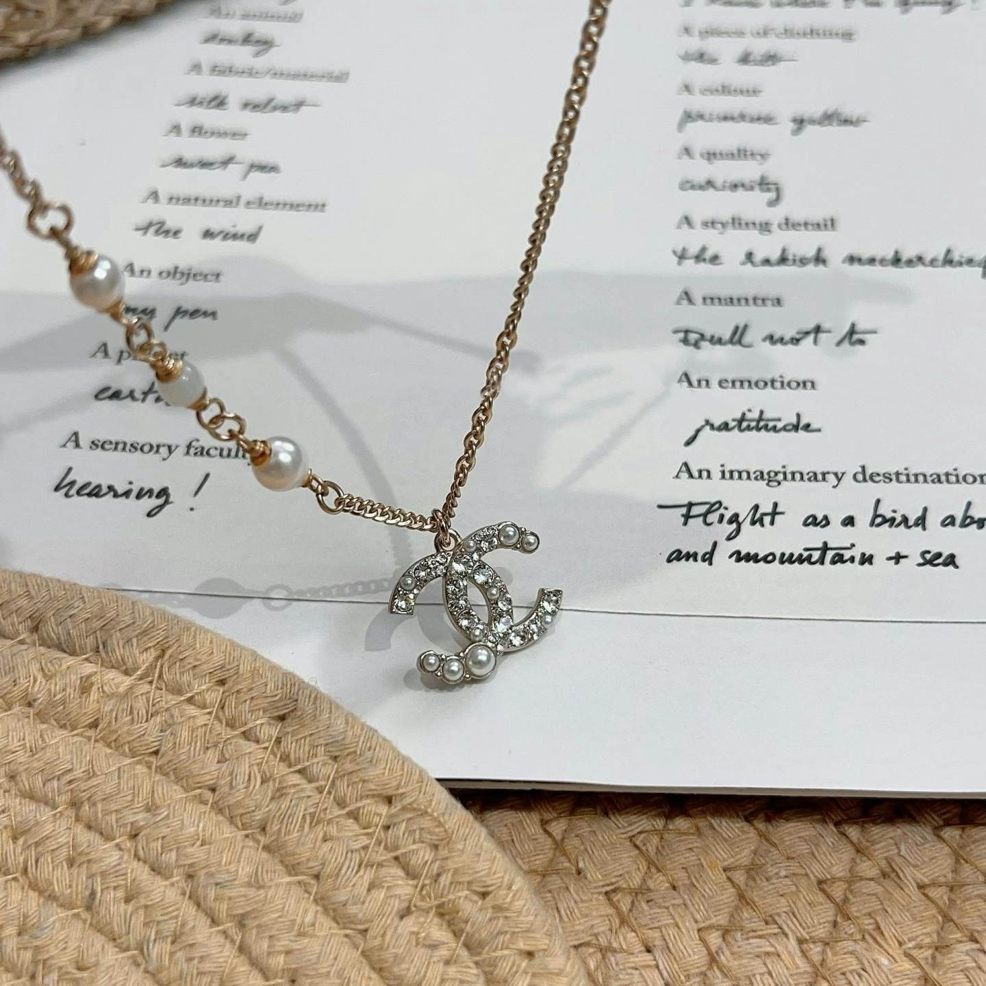 Chanel Pearl Paved CC Pendant Necklace - Image 4