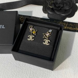 Chanel Asymmetric Color Gem Star Coco Drop Earrings
