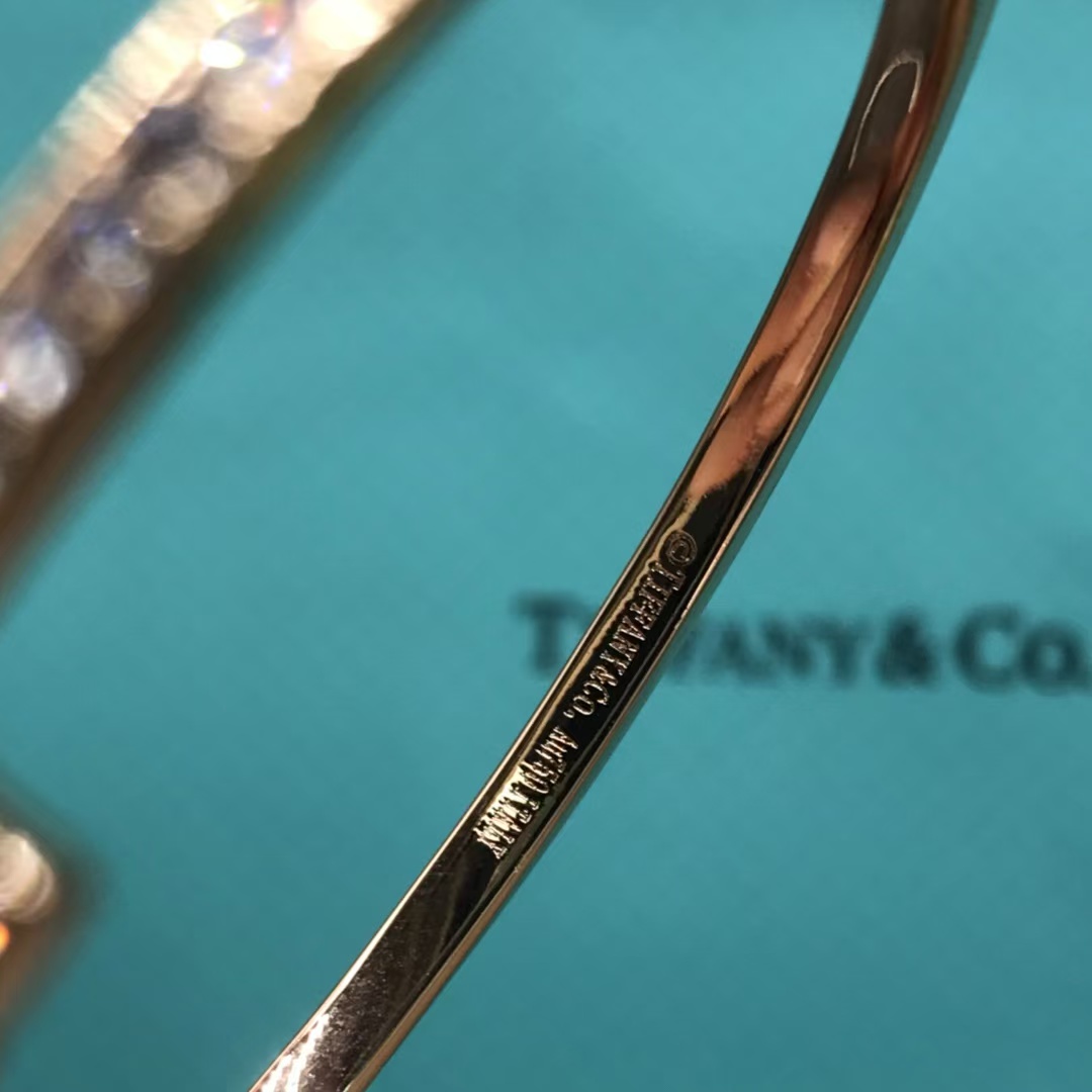 Tiffany Full Diamond Paved Double T Bangle Bracelet - Image 8