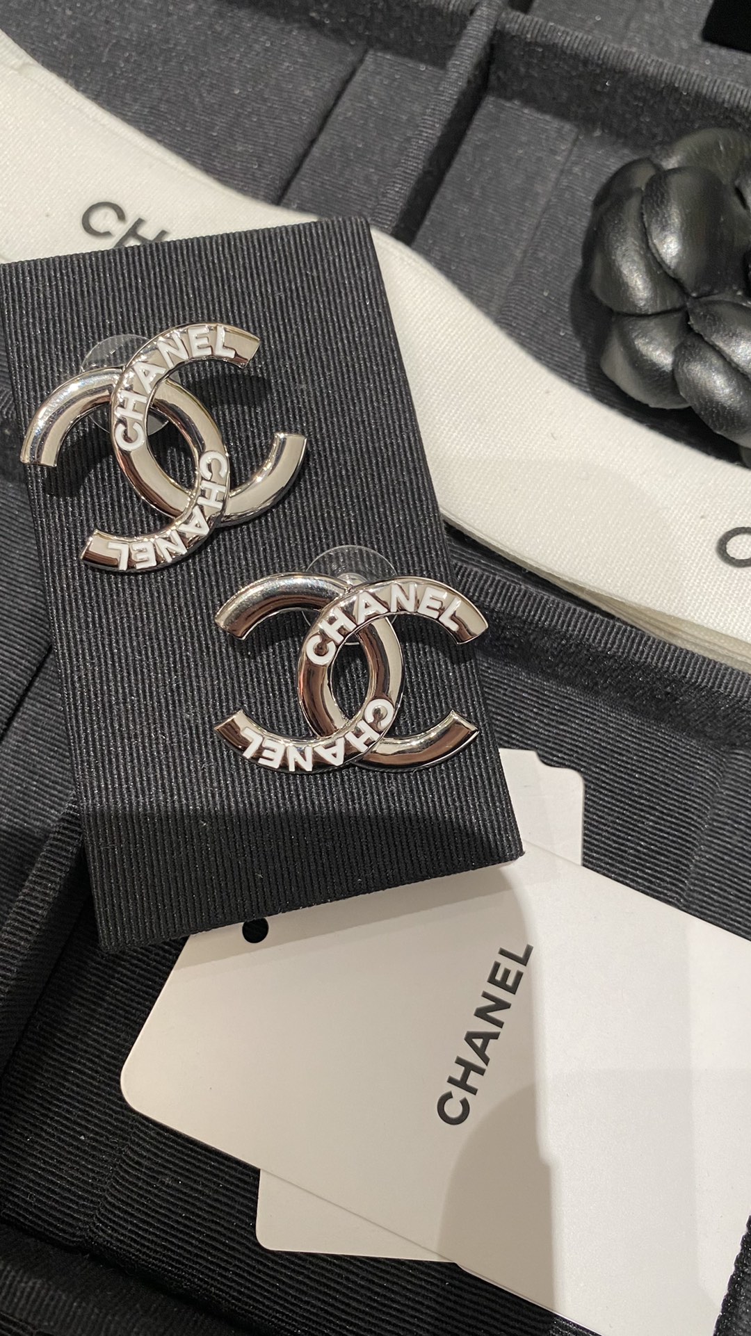 Chanel Enamel Monogram CC Earrings - Image 4