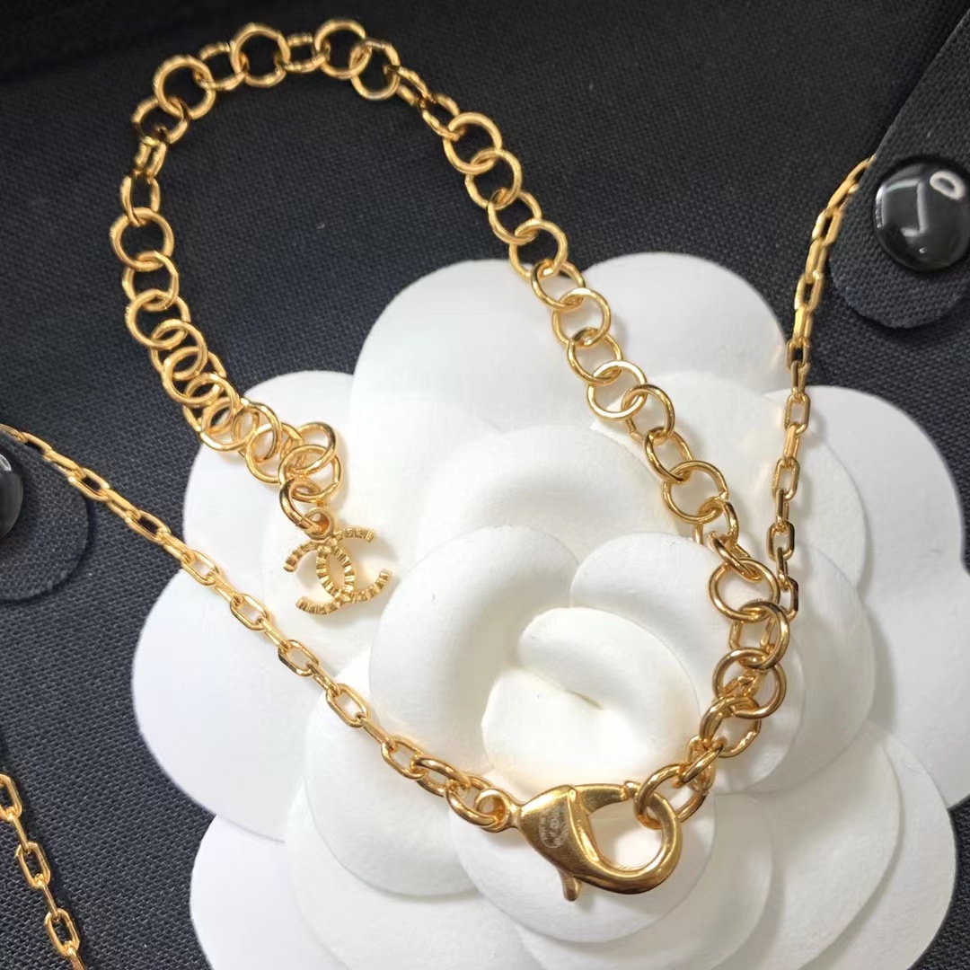Chanel Gold Color Letter Pendant Necklace - Image 4
