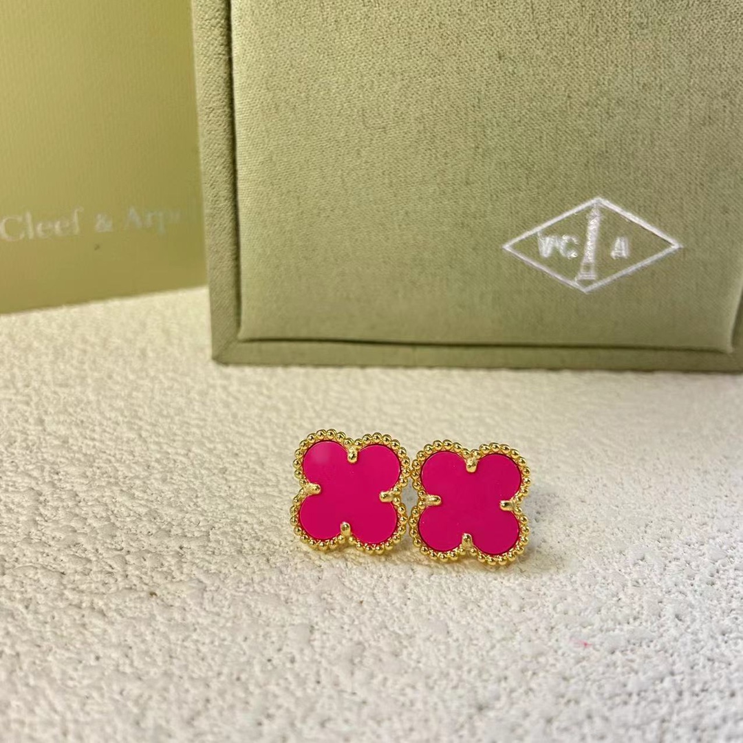 VCA Rose Red Vintage Alhambra Earrings - Image 2