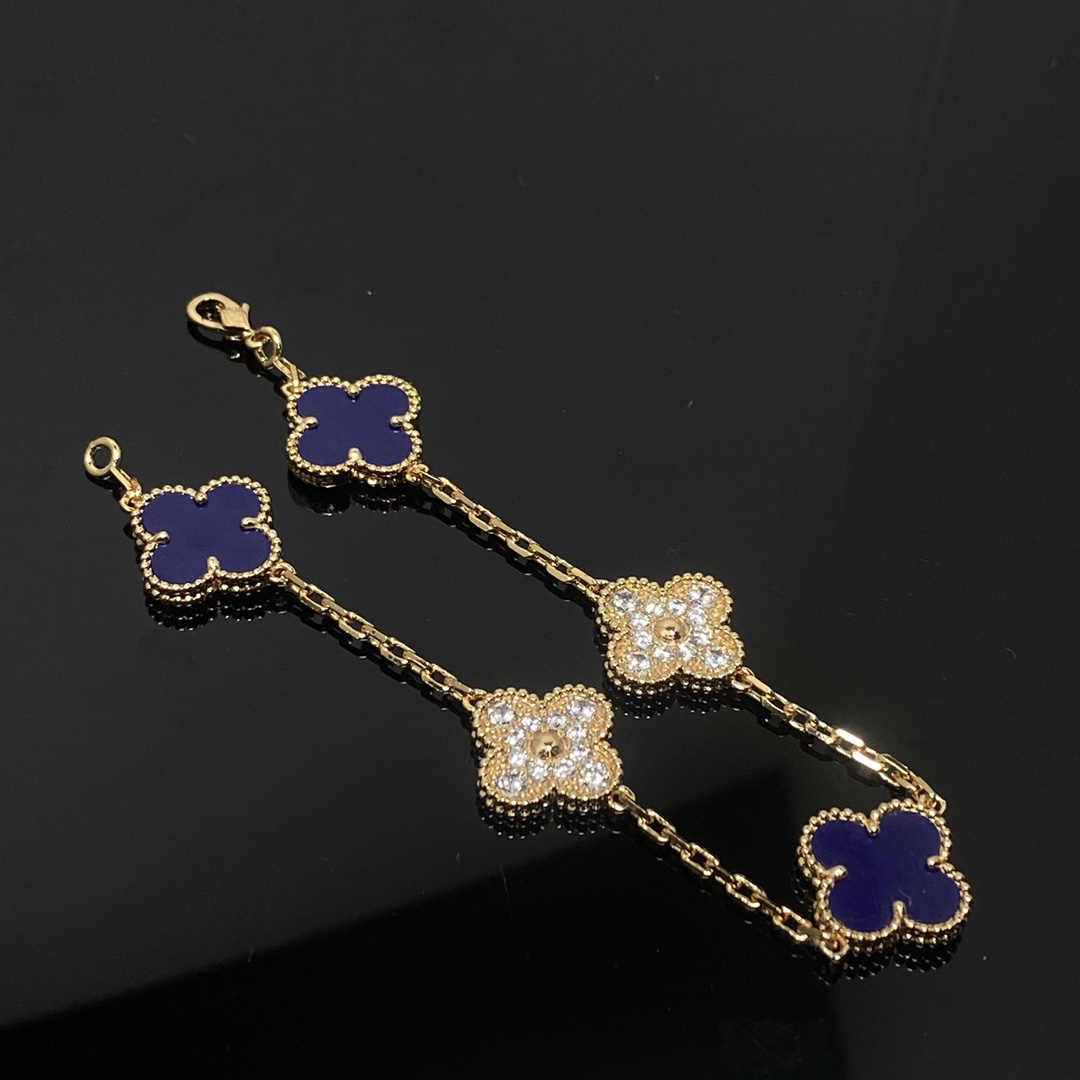 VCA Lapis Lazuli Vintage Alhambra Bracelet, 5 Motifs - Image 3