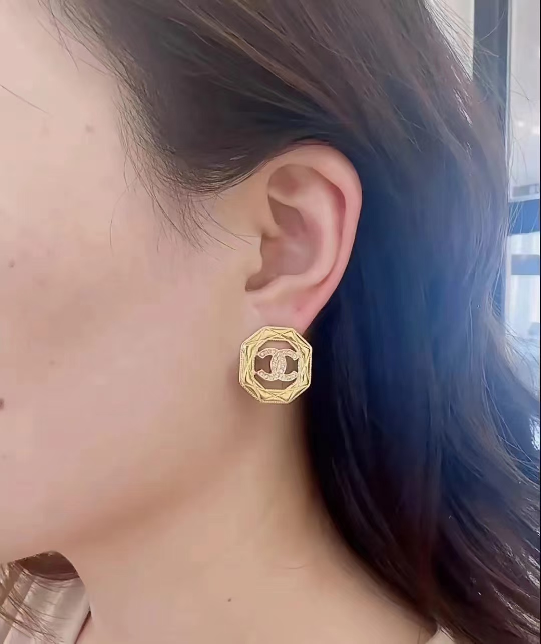 Chanel Geometric Octagon Stud Earrings - Image 8