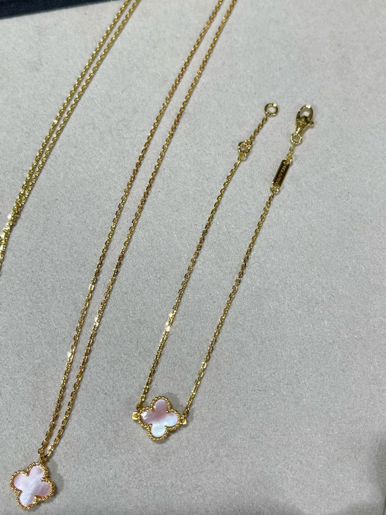 VCA Pink Clover Sweet Alhambra Pendant Necklace Earrings Bracelet - Image 5