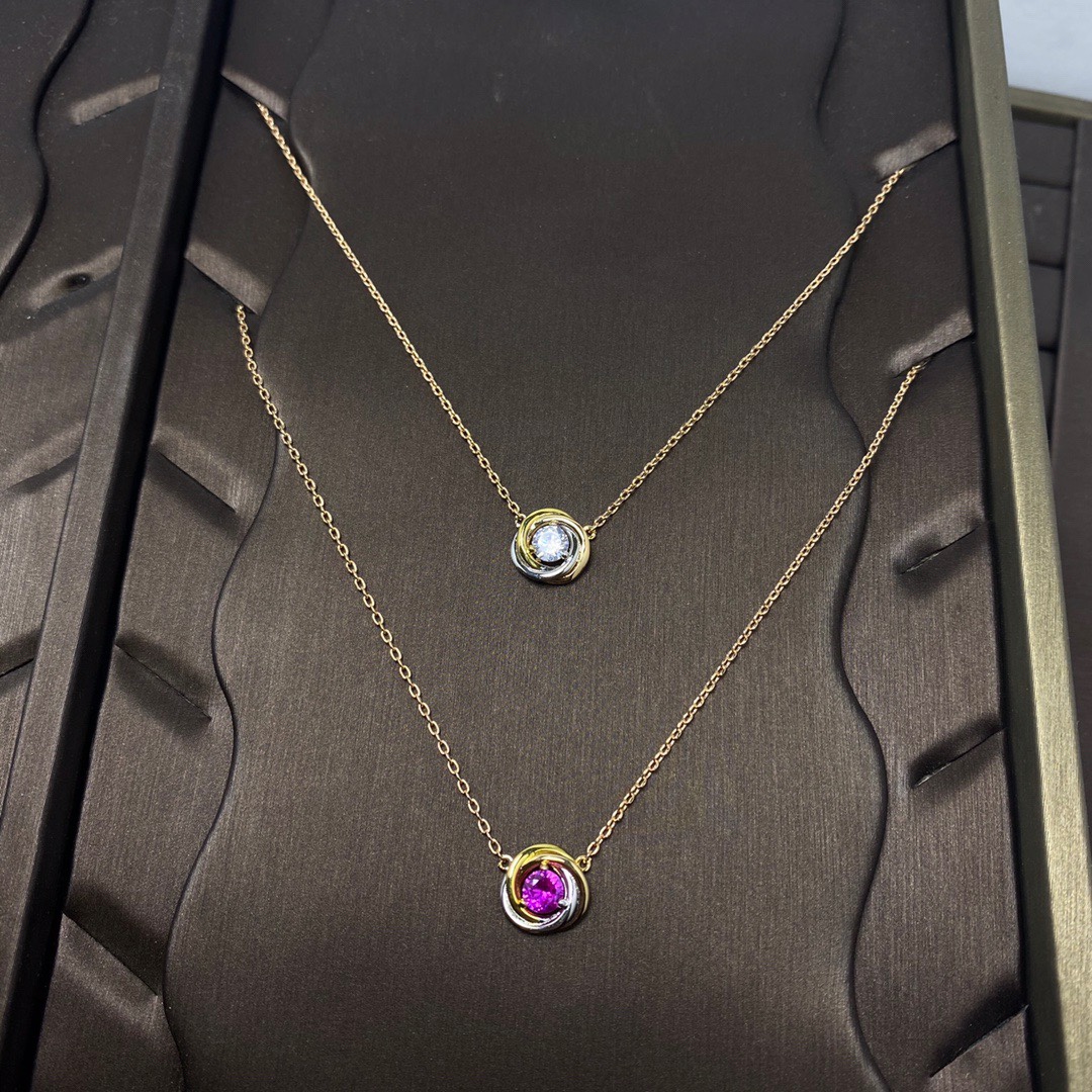 Cartier Trinity Diamond Paved Stud Earrings Necklace