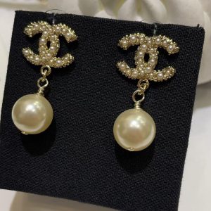 Chanel Double C with Pearl Drop Earrings
