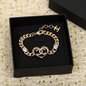 Chanel Hollow Heart Chunky Cuban Chain Bracelet